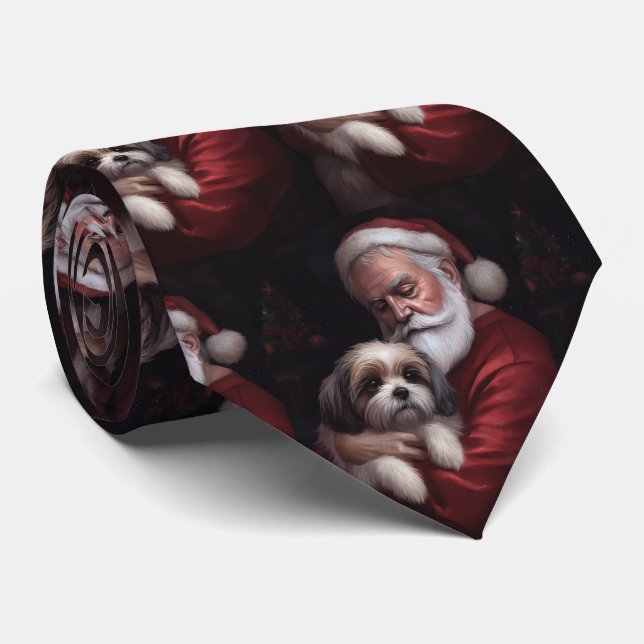 Cravate Malti Tzu Avec Noël Festif Du Père Noël (Roulé)