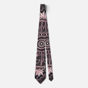 Cravate Mandala de l'oeil rose noir