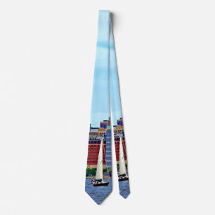 Cravate Manhattan NY - Trois Bateaux De Manhattan Skyline