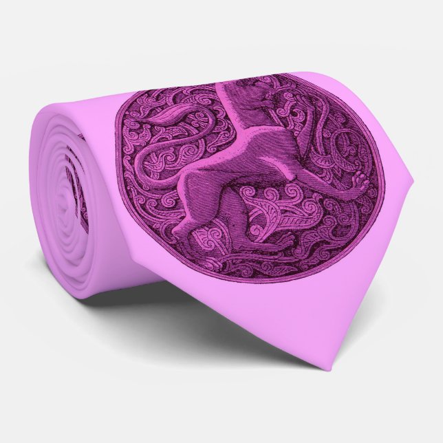 Cravate manticore in purple print  (Roulé)