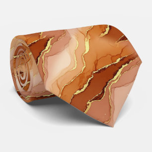 Cravate Marbre à Fracture Dorée Tons Terre Fluide
