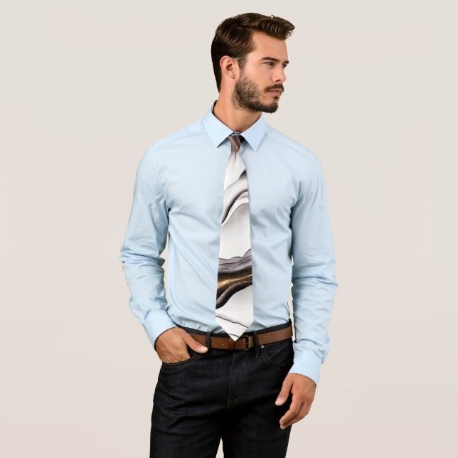 Cravate Marbre blanc moderne Black Gold Hommes (En situation)