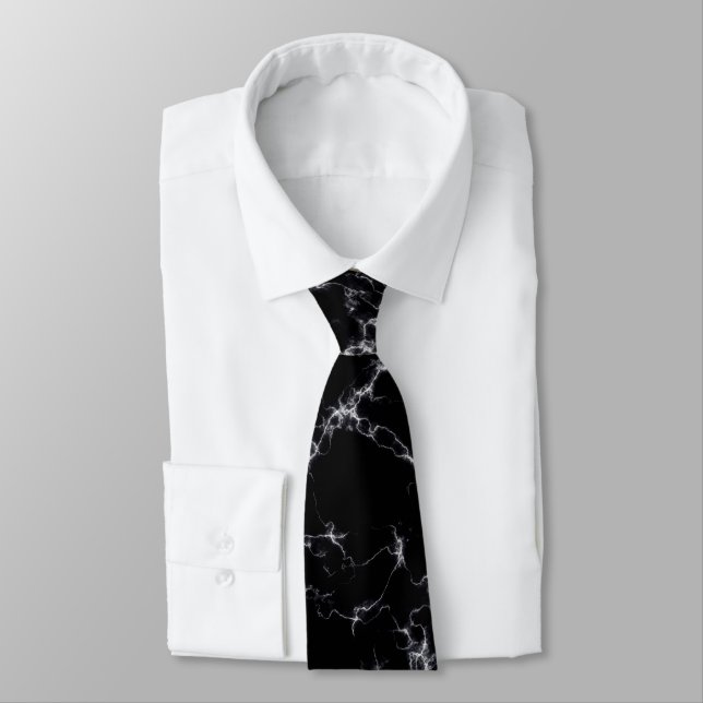 Cravate Marbre élégant style4 - noir et blanc (Attaché)