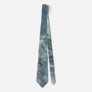 Cravate Marbre gris bleu avec Veine or