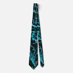 Cravate Marbre noir et turquoise,