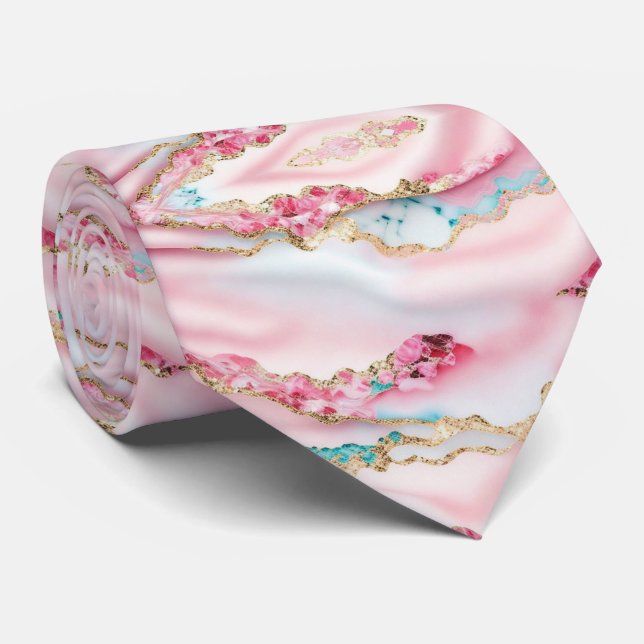 Cravate Marbre rose clair Agate Collection populaire (Roulé)