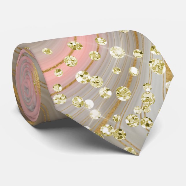 Cravate Marbre rose et beige Parties scintillant or cravat (Roulé)