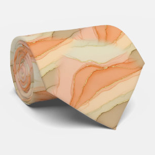 Cravate Marbre Veine d'Or Terracotta - Luxe Chaud (4)     