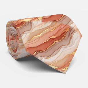 Cravate Marbre Veine d'Or Terracotta - Luxe Chaud (8)