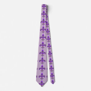 Cravate Mardi Gras avec Fleur de Lis