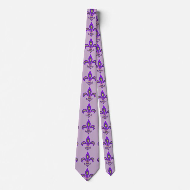 Cravate Mardi Gras avec Fleur de Lis (Devant)