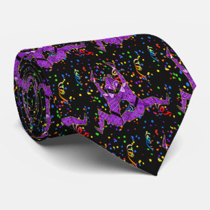 Cravate Mardi Gras Carnaval Jesters Violets Et Confetti