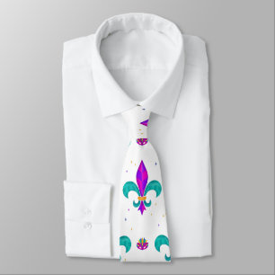 Cravate Mardi Gras Carnaval Vert & Purple Masquerade Fun