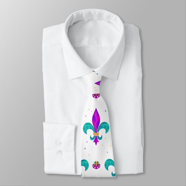 Cravate Mardi Gras Carnaval Vert & Purple Masquerade Fun (Attaché)
