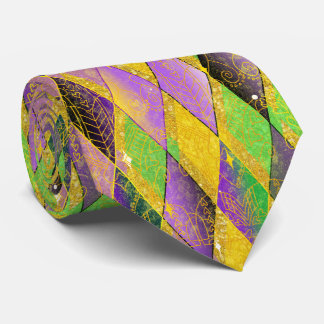 Cravate Mardi Gras Harlequin Diamant Violet Vert Or