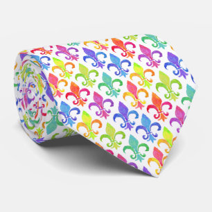 Cravate Mardi Gras Rainbow Fleur de lis Motif