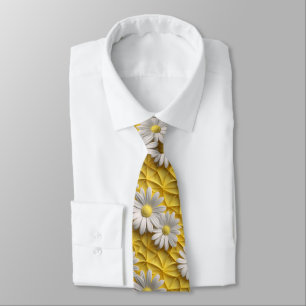 Cravate Marguerites 3d blanches et jaunes