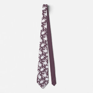 Cravate Mariage à motifs floraux violet et blanc