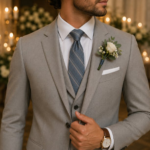Cravate Mariage & Affaires Bleu Poussiéreux Classique Text