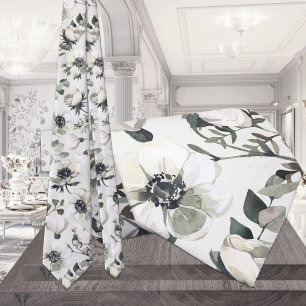Cravate Mariage aux Anémones Blanches et Eucalyptus Vert