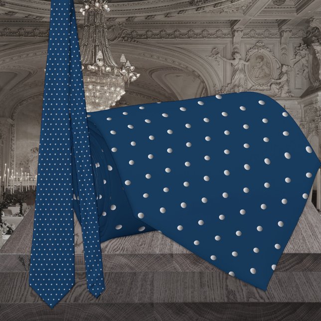 Cravate Mariage Bleu Marine Classique Et Argent Pin Dot (Créateur téléchargé)