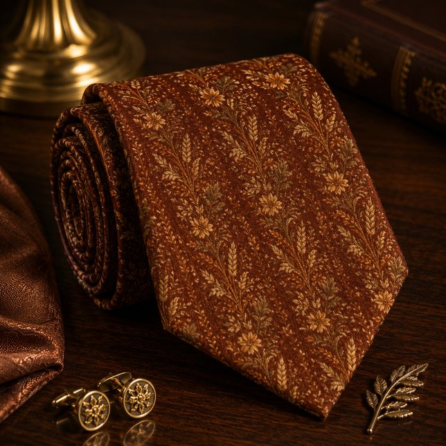 Cravate Mariage Botanique Luxueux Rouille (Créateur téléchargé)