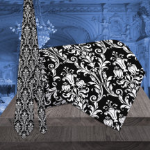 Mariage damassé florale noir et blanc Acanthus