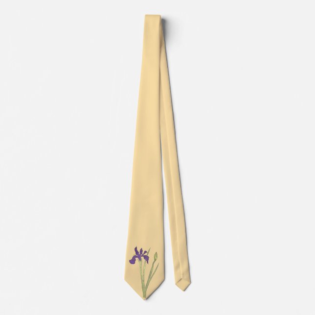 Cravate Mariage d'aquarelle Purple & Gold Iris (Devant)