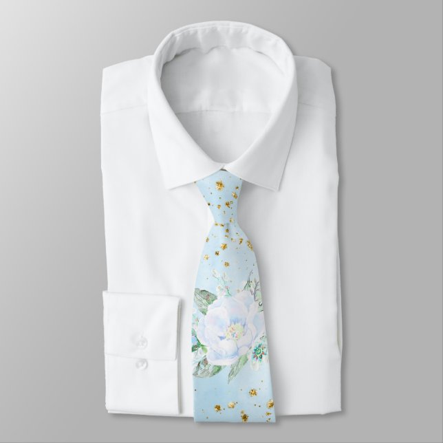 Cravate mariage de chambre Floral Blue Light (Attaché)