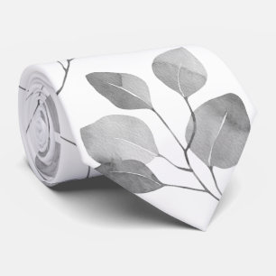 Cravate Mariage de l'Eucalyptus en argent blanc
