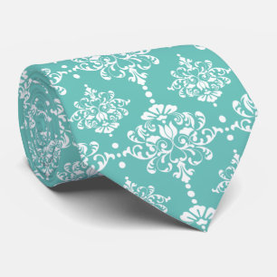 Cravate Mariage de motifs de grumes turquoise Floral Damas