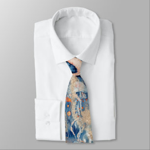 Cravate Mariage de plage sous la mer marine orange or