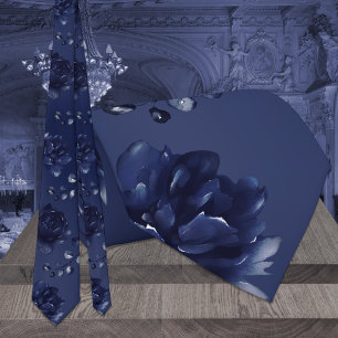 Cravate Mariage d'eucalyptus bleu marine