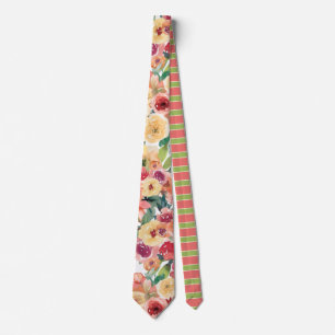 Cravate Mariage d'impression florale rose de chaux