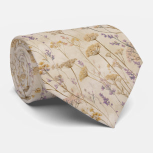 Cravate Mariage Fleur sauvage vintage Cream & Lavender