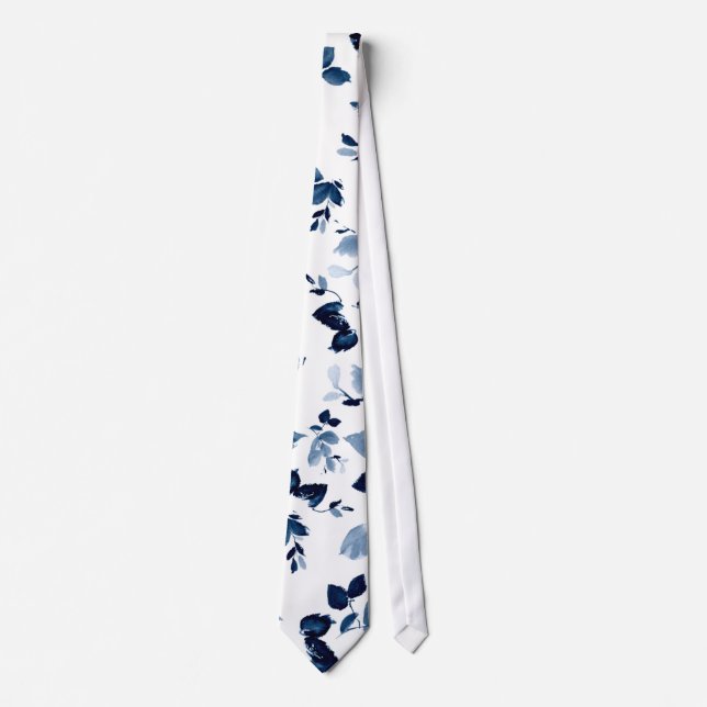 Cravate Mariage floral bleu Necktie (Devant)