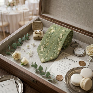Cravate Mariage Floral de Luxe du Jardin Sage