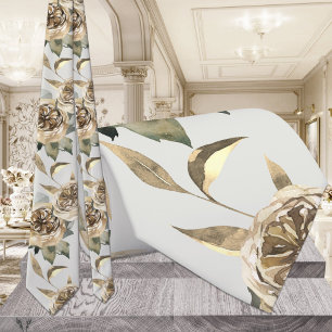 Cravate Mariage Floral Gold & Greenery