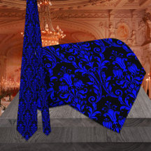 Mariage floral noir et bleu Acanthus feuille Damas