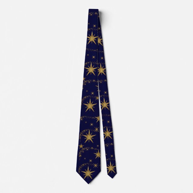 Cravate Mariage masculin de l'étoile d'or bleu de la Marin (Devant)