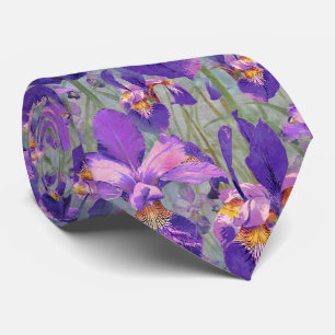 Cravate Mariage moderne à motifs floraux Iris violet