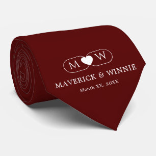 Cravate Mariage Moderne Minimaliste Élégant Bordeaux