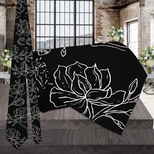Cravate Mariage moderne noir et blanc Magnolia