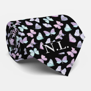 Cravate Mariage Motif de papillon bleu violet
