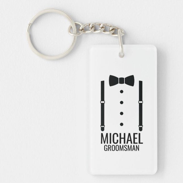 Cravate Mariage noir Groomsmen personnalisé (Devant)