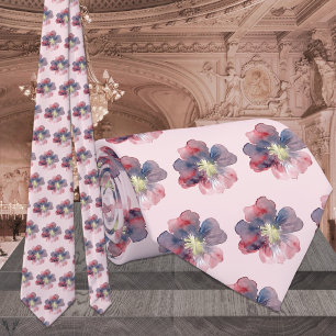 Cravate Mariage rose et marine jamais Watecolor peint
