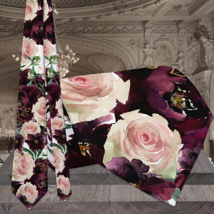 Cravate Mariage Roses Desdemona Bordeaux Fard Éclatant