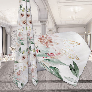 Cravate Mariage scintillant à peine rosé et verdure blanch