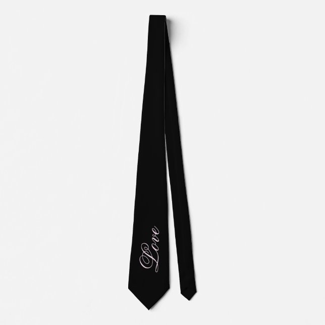 Cravate Mariage tendance Love Calligraphie Script noir (Devant)