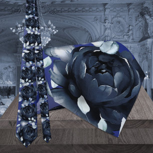 Cravate Marine Peonies Dusty Blue Greenery Mariage